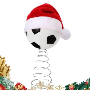 Imagem de Topo para árvore de Natal | Topo de árvore de futebol americano com decoração de chapéu, enfeite de mesa de Natal - para ambientes externos, internos, estúdios de inverno, berçário, casa, sala de
