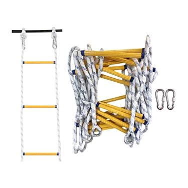 Imagem de Escada de incêndio portátil de 5 m - Escada de corda de nylon para segurança doméstica de 2 a 6 andares, fácil instalação de gancho, ferramenta de evacuação de emergência interna/externa