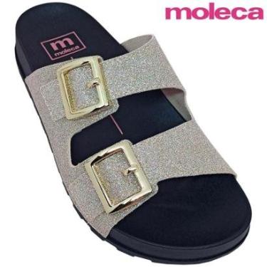 Imagem de Chinelo Tipo Tamanco Feminino Moleca Brilho Fivela Fixa-Feminino
