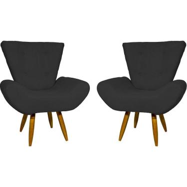 Imagem de Kit 2 Poltronas Decorativa Para Sala Recepção Manicure Consultório Escritório Emilia Suede