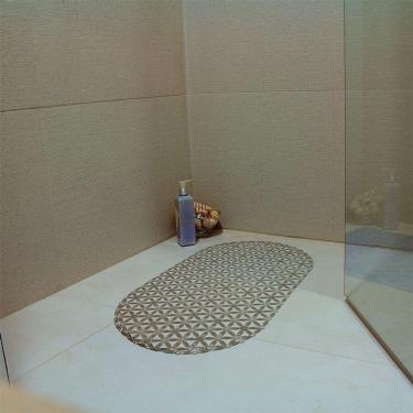 Imagem de Tapete Antiderrapante De Box Oval Fume 68x37cm - Uzoo Tapete De Box Oval 68x37 Cm Fume