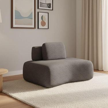 Imagem de Sofá Módulo Canto 175cm Orgânico Sala Berlim Bouclê K01 - D'rossi Grafite