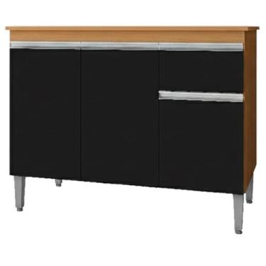 Imagem de Balcao Com Tampo 120 cm Tatiane REAJL Moveis, Amendoa Preto