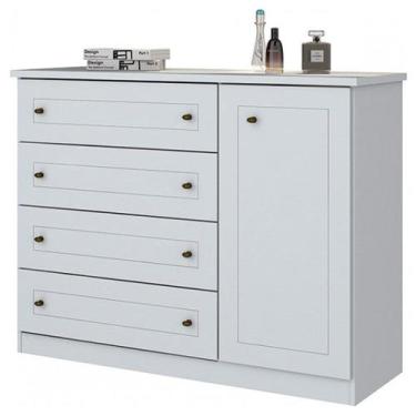 Imagem de Cômoda Americano 01 Porta 04 Gavetas Branco - Móveis Henn, Branco HP