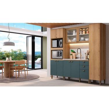 Imagem de Cozinha Modulada Finesse Ambiente Composição 24 Capuccino Azul - THB