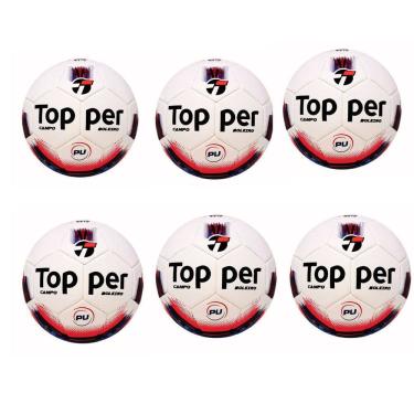 Imagem de Kit 06 Bolas De Futebol Campo Topper Boleiro Hibrid