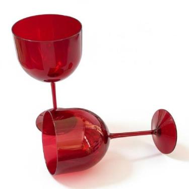 Imagem de Kit 2 Taças de Gin acrilico Vermelha transparente 580ml - 000027294E, 