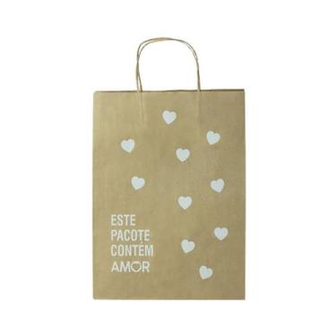 Imagem de Sacola Kraft De Coração Amor M (17,5x8,5x21,5) 100 Unidades - TAMAROZZ
