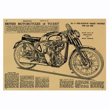 Imagem de Pôster Norton MANX com impressão sem moldura para motocicleta 50,5x35cm