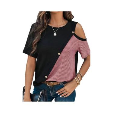 Imagem de Camiseta feminina plus size de primavera e verão - NONE, BR-G6, Marrom