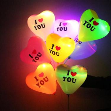 Imagem de Balões LED I Love You 50 unidades para decoração de festas de casament