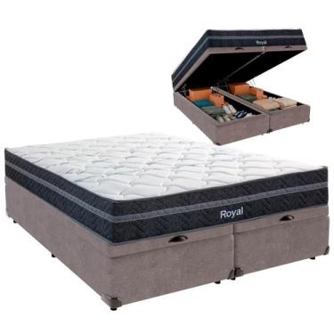 Imagem de Cama Baú King e Colchão Royal Molas Ensacadas Colchobel Cinza