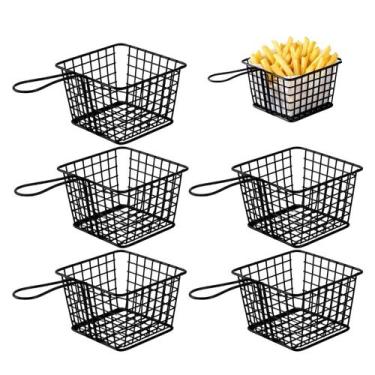 Imagem de 5 Mini Cestos Para Frituras Ferro Preto Resistente Premium - Clinck