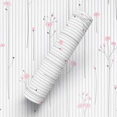 Imagem de Papel De Parede Adesivo Tema Floral Rosa Flores Elegantes - Bazar Dos 