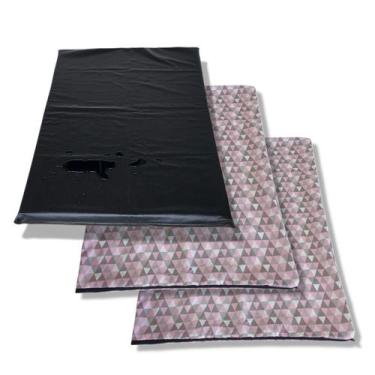 Imagem de colchão pra cachorro GG 70cm x 1m colchonete pet impermeável +2 capas 