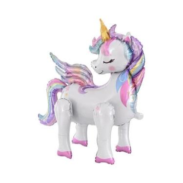 Imagem de Balão De Folha De Unicórnio Arco-Íris Para Meninas, Decoração De Festa