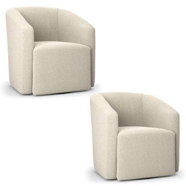 Imagem de Kit 2 Poltronas Stella Max Bouclê Base Giratória Cinza