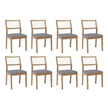 Imagem de Kit 8 Cadeiras para Sala de Jantar Estofadas Bella Freijó/Grafite