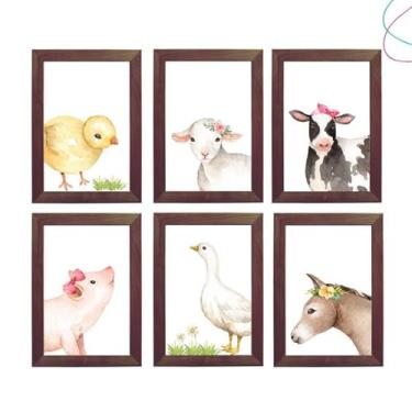 Imagem de kit 6 Quadros Decoração Quarto Infantil Fazendinha Menina - Creative C