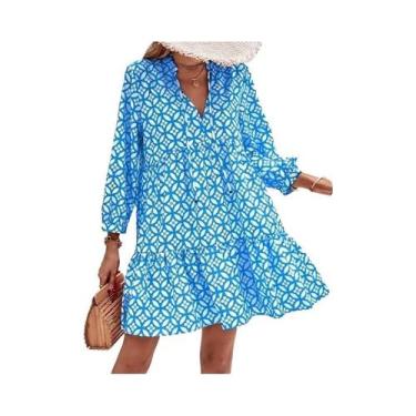 Imagem de Vestido De Verão Elegante Com Estampa E Decote Em V, Estilo Praia Sexy