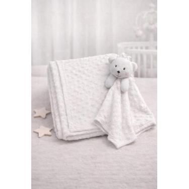 Imagem de Cobertor bebê bolinha com naninha - Babylândia Recém Nascidos, Branco