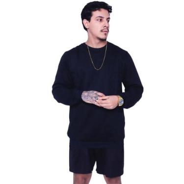 Imagem de Moletom Careca Unissex Gola Redonda Blusa de Frio Casaco Sem Estampa L