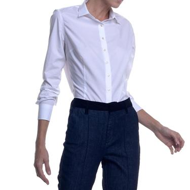 Imagem de Camisa Feminina Dudalina ML Slim Tricoline Branca - 530103-Feminino