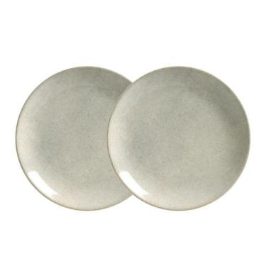 Imagem de Jogo 2 Pratos Sobremesa Cor Cinza Coup Mali Cerâmica 20cm Alleanza