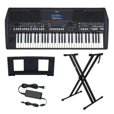 Imagem de Kit Teclado Arranjador 61 Teclas PSR SX600 com Fonte Bivolt Yamaha e S