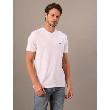 Imagem de Camiseta Masculina Slim Minimalista Flamê Calvin Klein - Branco-Masculino