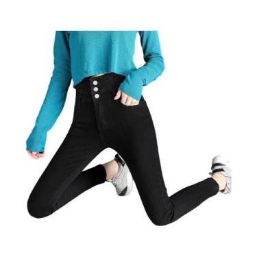 Imagem de Calças Jeans Skinny De Cintura Alta Para Mulheres, Estilo Vintage, Cal