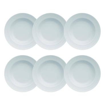 Imagem de Kit 06 Prato Fundo Chevron Azul Vintage Germer Porcelanas