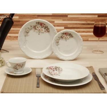 Imagem de Aparelho de Jantar Chá 30 Peças Schmidt - Porcelana Redondo Colorido F