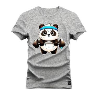 Imagem de Camiseta Plus Size Algodão Estampada Confortável Panda Fitness-Unissex