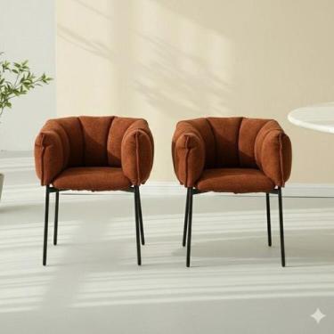 Imagem de Kit 2 Cadeiras para Sala de Jantar Estofadas com Base de Aço Joy - Riv