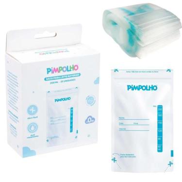 Imagem de Kit 25 Sacos Para Armazenar Leite Materno Descartaveís 200ml Pimpolho