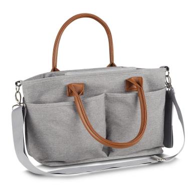 Imagem de Bolsa Multifuncional em Poliéster Cinza com Alça de Couro 14L para Organização com Compartimentos Asia Import