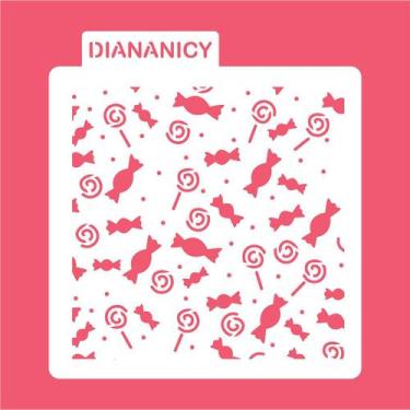 Imagem de Estêncil Diananicy Nº 419 - Stencil Doce Pirulito para Decoração - no-