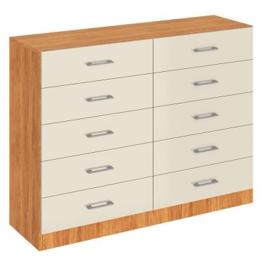 Imagem de Cômoda 10 Gavetas 120cm Caribe CO902 Cor Cinamomo/Off White - Fellicci Móveis
