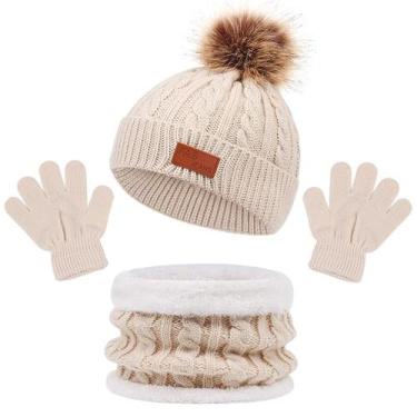 Imagem de Kit inverno infantil gorro cachecol luva bebê touca de lã - Modas Fagu
