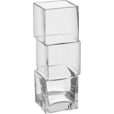 Imagem de VASO DECORATIVO ENFEITE CASA VIDRO 27x9x9cm TRANSPARENTE