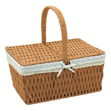 Imagem de CESTA PIQUENIQUE FIBRA 38x40x19cm NATURAL DECORATIVA ORGANIZADORA