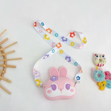 Imagem de Bolsa de Silicone Infantil Coelho Rosa Pop It para Aliviar Estresse com Alça de Ombro Crossbody Rosa OEM