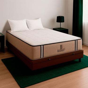 Imagem de Cama Box Baú Viúvo Com Colchão Madrid Molas Ensacadas Madeira 128x188x44cm Marrom V-Store