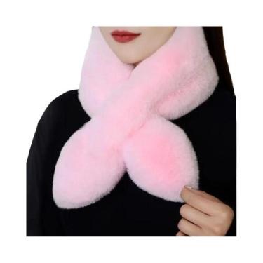 Imagem de Cachecol Feminino De Inverno Quente Com Pelo Sintético De Coelho, Gola