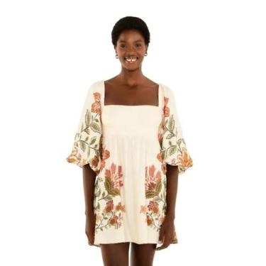 Imagem de Vestido Curto Manga Estampado Floral Juliana - 342011 - Farm, Off whit