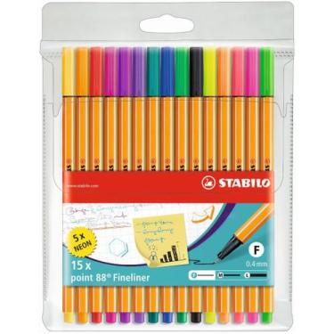 Imagem de Caneta Stabilo Point 88 Est Com 15 Unid (10+5 Neon) 118.5602 - Cis