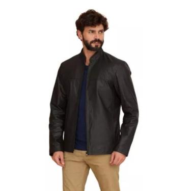 Imagem de Jaqueta Javali Masculina Couro Legítimo, P, Preto