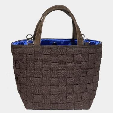 Imagem de Bolsa mini tote de tresse de algodão e alças de couro - felipe borges 