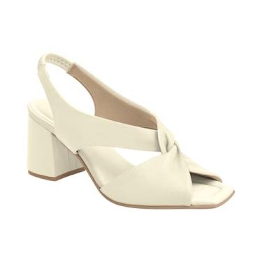 Imagem de Sandália Feminina Piccadilly Salto Grosso Elástico 626010, 36, Off whi